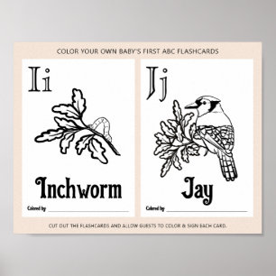 Affiche Fiche d'activité de coloration Baby shower ABC