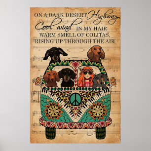 Affiche Fiche musicale Cool Vent Dachshund cadeau chien ch
