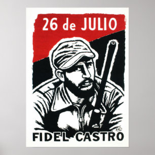 Affiche Fidel Castro Propagande du mouvement de la révolut