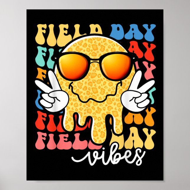 Affiche Field Day Vibes Smile Face Enseignant Enfants Happ (Devant)