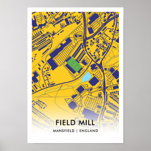 Affiche Field Mill Stadium Map - Accueil du Mansfield Town