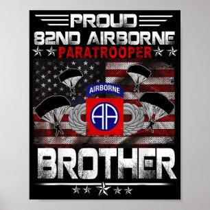 Affiche Fier 82e Parachutiste aéroporté Drapeau américain 