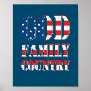 Affiche Fier Américain US Drapeau Dieu Famille Pays