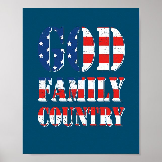 Affiche Fier Américain US Drapeau Dieu Famille Pays (Devant)