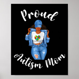 Affiche Fier Autisme Maman Africaine Américaine Noire Mama