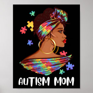 Affiche Fier Autisme Maman Afro Puzzle Sensibilisation Cad
