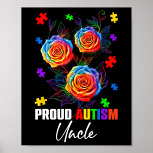 Affiche Fier Autisme Oncle Rose Fleurs Et Puzzles Autisme