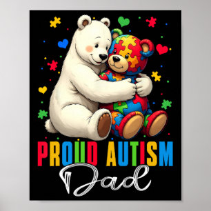 Affiche Fier Autisme Papa Ours Sensibilisation sur l'autis