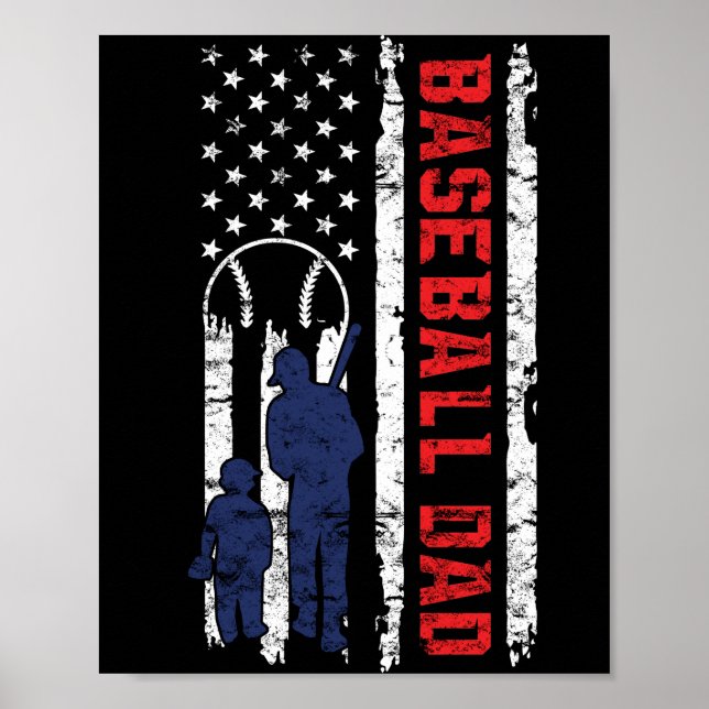 Affiche Fier Baseball Papa American Flag Sports Père (Devant)