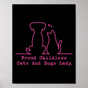 Affiche Fier Chats Et Chiens Sans Enfants Femme Vintage