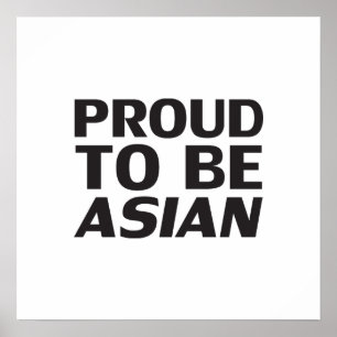 Affiche Fier d'être asiatique, noir blanc