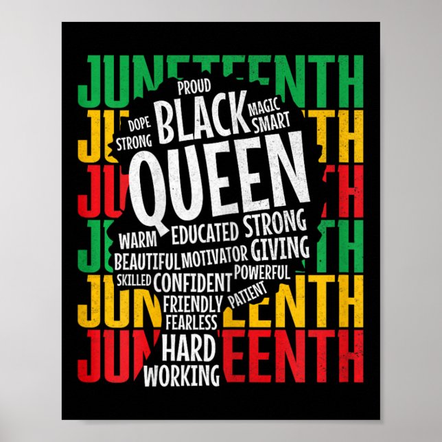 Affiche Fier Femme Melanin Maman Junetdix Black Queen Af (Devant)