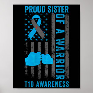 Affiche Fier Fier Soeur D'Un Guerrier T1D Type 1 Diabet