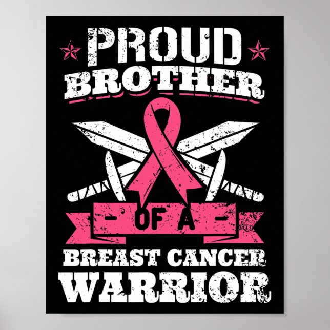Affiche Fier Frère Du Cancer Du Sein Guerrier Pink (Devant)