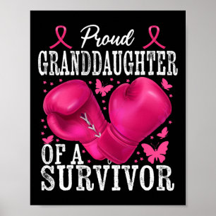 Affiche Fier grand-fille survivant Cancer du sein Boxe