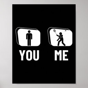 Affiche Fier Joueur de Badminton Hommes Navette Funny Badm