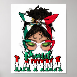 Affiche Fier Latina Messy Bun Mama Lady Girl Mexicaine Cin