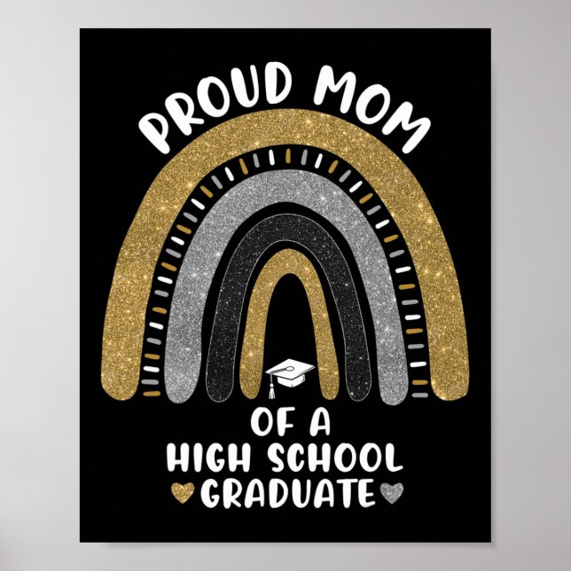 Affiche Fier Maman D'Un Lycée Diplômé Rainbow (Devant)