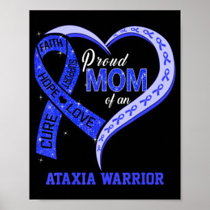 Affiche Fier Maman D'Une Ataxia Warrior Ribbon Heart T-Shi