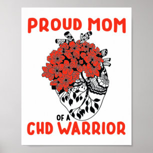 Affiche Fier Maman Guerrier Chd Jolie Fleur Rouge Cœur Des