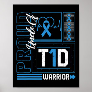 Affiche Fier Oncle De T1d Guerrier Ruban Diabète Sensibili