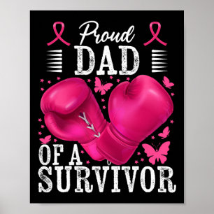 Affiche Fier Papa De Survivant Cancer Du Sein Gants De Box