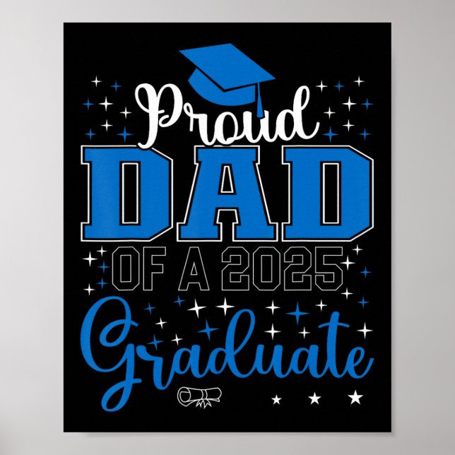 Affiche Fier Papa D'Un Cl De 2025 Diplômé Pour Diplôme (Devant)