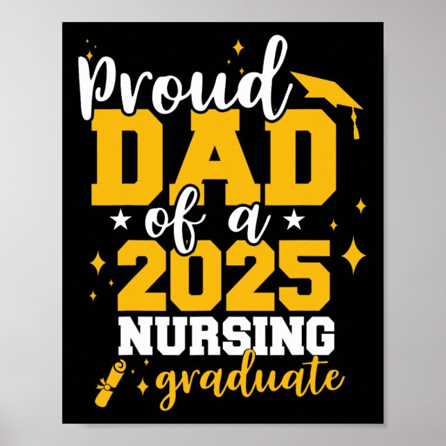 Affiche Fier Papa D'Un Cl De 2025 Infirmière Diplômée Seni (Devant)