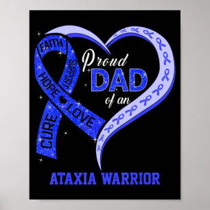 Affiche Fier Papa D'Un Guerrier Ataxia Bleu Ribbon Matchin