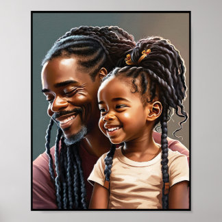 Affiche Fier Père noir et fille souriant
