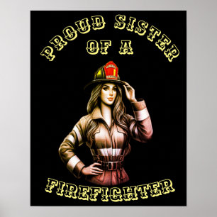 Affiche Fier Soeur d'un FireFighter high tech