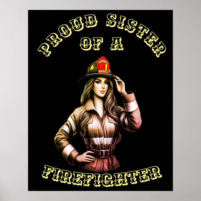 Affiche Fier Soeur d'un FireFighter high tech (Devant)
