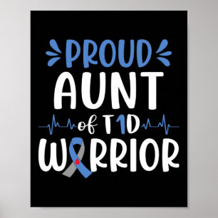 Affiche Fier Tante De T1D Guerrier Sensibilisation au diab