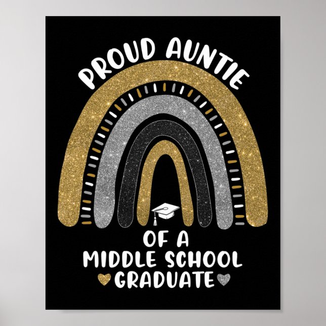 Affiche Fier Tante D'Un Diplômé Du Secondaire Arc-En-Ciel (Devant)