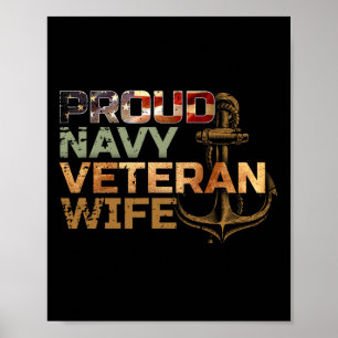Affiche Fier vétéran de la femme américaine Drapeau améric