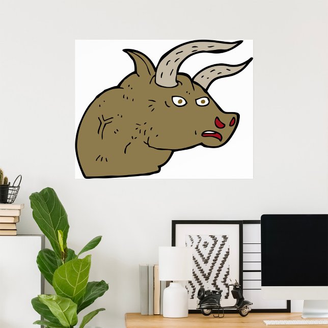 Affiche Fierce Angry Bull Head Rustic Wild Animal (Créateur téléchargé)