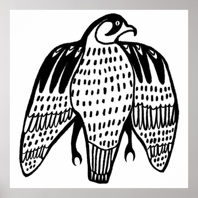 Affiche Fierce Falcon ligne noire dessin en blanc (Devant)
