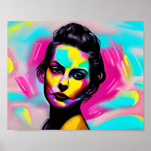 Affiche Fierce Femme Graffiti Art coloré IA générée
