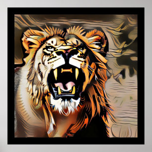 Affiche Fierce Majestic Lion - Roi Des Bêtes