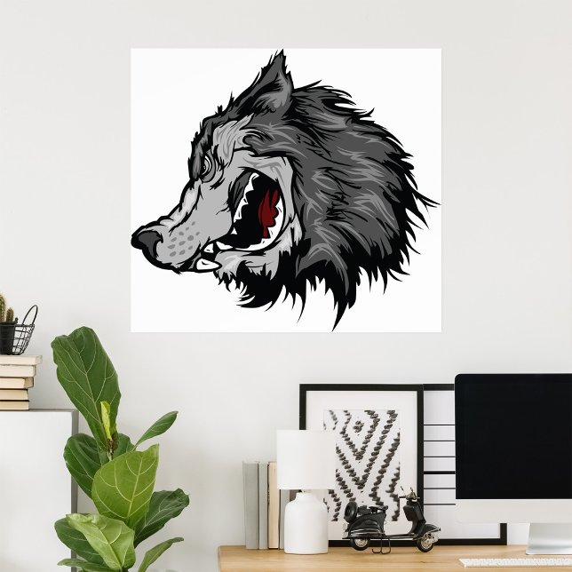 Affiche Fierce Wolf Head Bold Wild Animal (Créateur téléchargé)