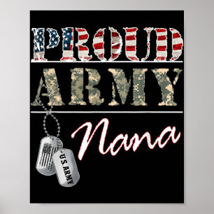 Affiche Fière armée Nana American Flag vétéran militaire