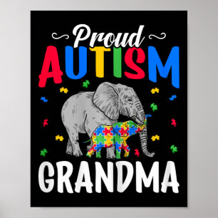 Affiche Fière autisme grand-mère - Autiste éléphant Autism