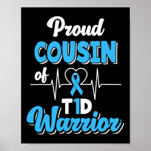 Affiche Fière Cousine D'Un T1D Guerrier Diabétique Diabète