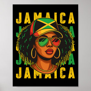 Affiche Fière femme noire afro patriotique jamaïcaine Jama