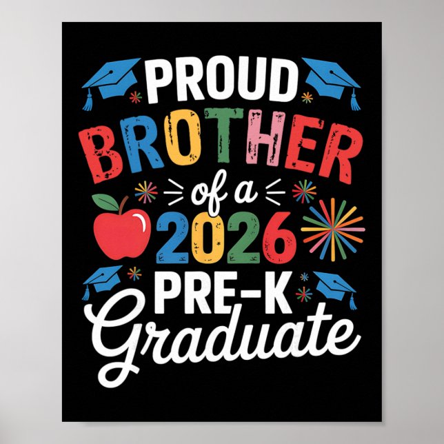 Affiche Fière frère d'un diplômé de pré-maternelle Cl 2026 (Devant)