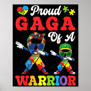 Affiche Fière gaga d'un guerrier de l'autisme ruban dabbin