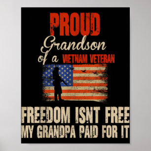 Affiche Fière Grand-Fils Du Vietnam Famille Militaire Anci