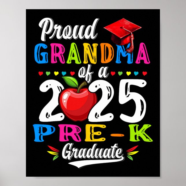 Affiche Fière Grand-Mère De 2025 Pré-K Graduate Graduate P (Devant)