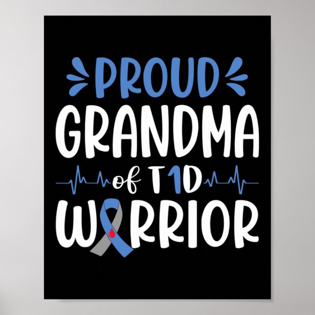 Affiche Fière Grand-Mère Du Guerrier T1D Sensibilisation A (Devant)
