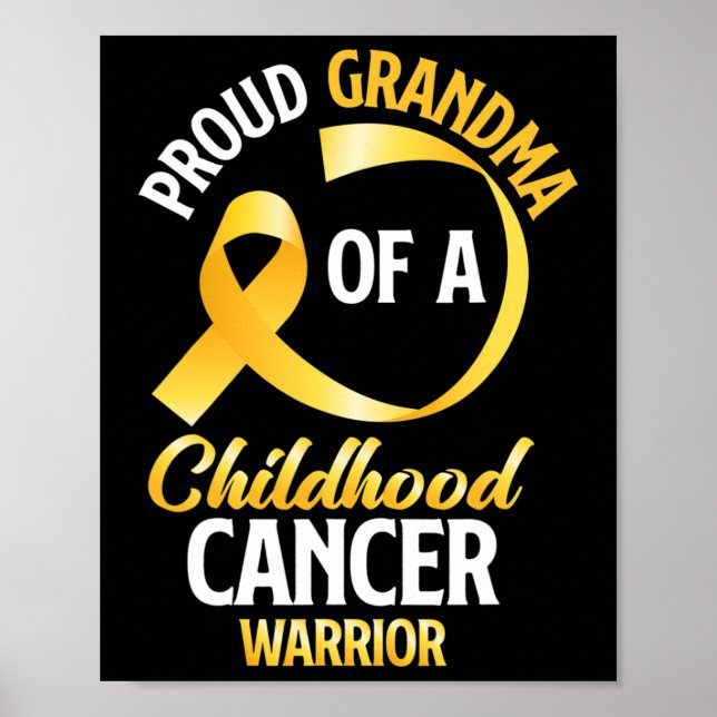 Affiche Fière Grand-Mère D'Un Guerrier Du Cancer De L'Enfa (Devant)
